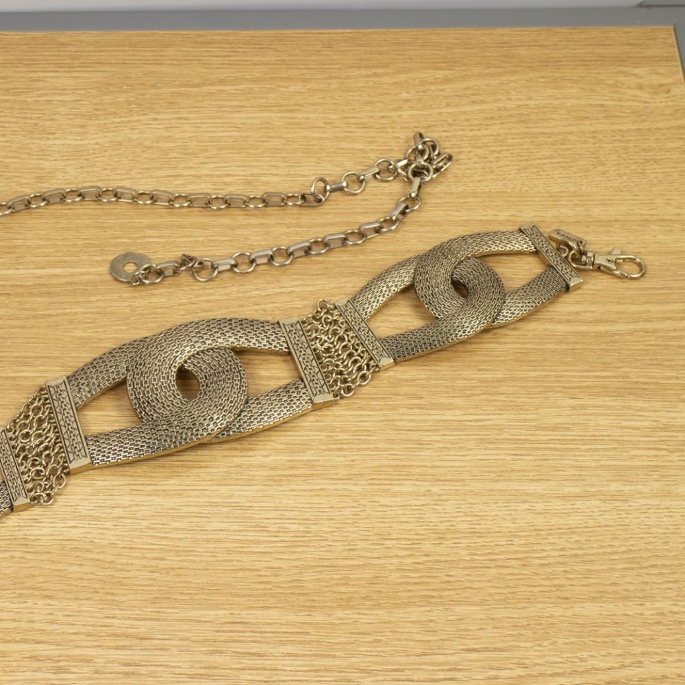 Chico's Gold Metal Chain Mesh Belt Gem